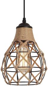 img 3 attached to 🔦 Rustic Industrial Woven Pendant Light - Adjustable Metal Hemp Rope Mini Pendant Lighting Fixture for Kitchen Island, Cafe, Bar, and Farmhouse - Black