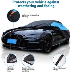 img 3 attached to 🚗 MORNYRAY Waterproof Car Cover - All Weather Snowproof UV Protection Windproof Outdoor Full Coverage - Universal Fit for Sedan (194-206 inch Length)