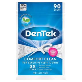 img 4 attached to 🦷 DenTek Comfort Clean Sensitive Gums Floss Picks, Gentle & Smooth Ribbon (90 Count - 6 Pack)