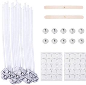 img 4 attached to 🕯️ High-Quality 100 Piece Candle Wicks (6inch and 8inch) Kit with Wick Stickers, Metal Tabs, and Wooden Centering Device for Candle Making