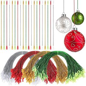 img 4 attached to Nuanchu Christmas Ornament Hangers: Locking Ropes for Hanging Decor - 400 Pieces (Gold, Red, Green, Silver)