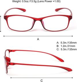 img 1 attached to 👓 MIDI Ultra Lightweight Reading Glasses for Women: Blue Light Blocking Readers (+2.50, Red) Designer Small Face Thin Frame - Power m209c6250