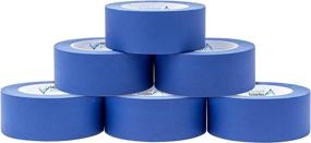 img 2 attached to 🎨 6-Pack 1.88 Inch Blue Painters Tape - Medium Adhesive, No Residue - 60 Yards Length per Roll, Total 360 Yards