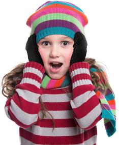 img 1 attached to 🧤 Children's Convertible Fingerless Mittens - Knitted Girls' Accessories for Chilly Weather