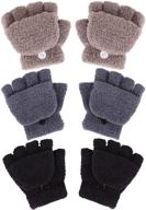 🧤 children's convertible fingerless mittens - knitted girls' accessories for chilly weather logo