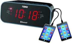 img 1 attached to 🕰️ Naxa Electronics NRC-182 Dual Radio Alarm Clock - Stream Audio Wirelessly via Bluetooth, Charge Devices with 2 USB Ports, Connect Smartphones, Tablets & More - Black
