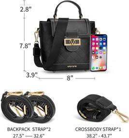 img 3 attached to 👜 Versatile 3-in-1 Leather Crossbody Handbag - Small Women's Shoulder Bag, Tote, Top Handle, Clutch, Cell Phone Holder, Mini Backpack, Purse, Wallet, Satchel - Black