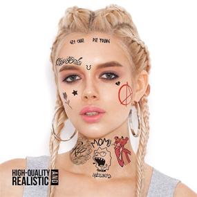 img 1 attached to 👻 Lil Peep Temporary Tattoos: Fashion Tats for Face, Neck, & Hands - Realistic, Skin Safe, and Made in the USA