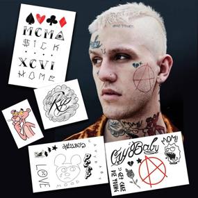 img 4 attached to 👻 Lil Peep Temporary Tattoos: Fashion Tats for Face, Neck, & Hands - Realistic, Skin Safe, and Made in the USA