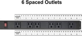 img 3 attached to 🔌 Опентрон OT0160631: трехфутовая металлическая сетевая полоса с 6 черными розетками.