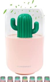 img 4 attached to UIKKOT Mini Humidifier - 300ml USB Cool Mist Portable Cactus Humidifier with Night Light, Whisper-Quiet Operation, Auto Shut-Off - Ideal for Bedroom, Office, Car, Travel (Pink Cactus)