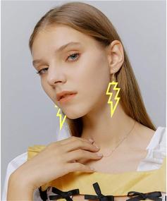 img 1 attached to 🌟 DAMLENG Neon Fluorescent Retro Lightning Earrings: Stylish 80s Costume Neon Drops for Women & Girls (3 Pairs)