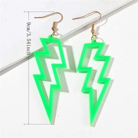 img 3 attached to 🌟 DAMLENG Neon Fluorescent Retro Lightning Earrings: Stylish 80s Costume Neon Drops for Women & Girls (3 Pairs)