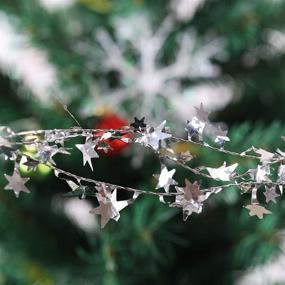 img 1 attached to Shimmering Silver Star Tinsel Garlands - 75 FT, 3 Pack: Perfect Christmas Tree & Party Decorations by CCINEE