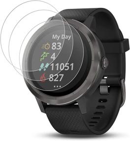 img 4 attached to 💥 3-пакет закаленного стекла с защитой экрана Garmin Vivoactive 3 | Твердость 9H | Антицарапин | Без пузырей | Антиотпечатки | Легкая установка