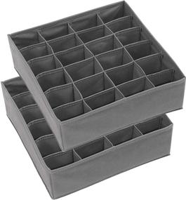 img 2 attached to 🧦 2-Pack Dark Grey Simple Houseware Closet Socks Organizer - 24 Cell Drawer Divider for Optimal Storage