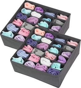 img 3 attached to 🧦 2-Pack Dark Grey Simple Houseware Closet Socks Organizer - 24 Cell Drawer Divider for Optimal Storage