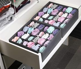 img 1 attached to 🧦 2-Pack Dark Grey Simple Houseware Closet Socks Organizer - 24 Cell Drawer Divider for Optimal Storage