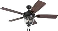 🍯 honeywell ceiling fans 50615-01 glencrest indoor & outdoor ceiling fan - led edison bulbs - etl damp rated - aged teak/dark walnut blades - 52”, espresso bronze логотип