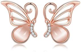 img 4 attached to Butterfly Earrings Asymmetric Zirconia Piercing