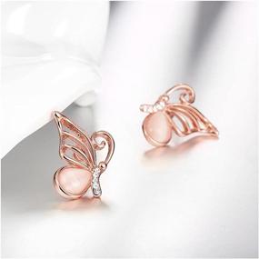 img 3 attached to Butterfly Earrings Asymmetric Zirconia Piercing