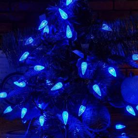 img 3 attached to 🎄 Blue Twinkle Star C6 Christmas String Lights with 100 LED 33ft Fairy Lights – Safe 29V Adapter, 8 Lighting Modes for Indoor Outdoor Patio Xmas Tree Wedding Party Decor