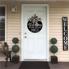 img 3 attached to 🐶 Farmhouse Front Porch Decor Welcome Wreath Sign with Dog Theme - Premium Greenery Door Hanging - Perfect Gift for Christmas, Housewarming, and Holidays - Home Decoration for Dog Lovers (12IN)