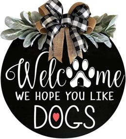 img 4 attached to 🐶 Farmhouse Front Porch Decor Welcome Wreath Sign with Dog Theme - Premium Greenery Door Hanging - Perfect Gift for Christmas, Housewarming, and Holidays - Home Decoration for Dog Lovers (12IN)