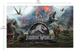 img 1 attached to 🦖 Dinosaur Backdrops: Immersive Jurassic World Happy Birthday Photography Backdrop - Enhance Your Celebration with 5X3ft Jurassic Era Background Banner Cake Table Decor by Mohoto