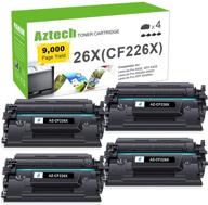 aztech premium replacement toner cartridge set for hp 26x cf226x 26a cf226a pro m402n m402dw m402dn pro mfp m426fdw m426fdn m426dw printer (4-pack, black) logo