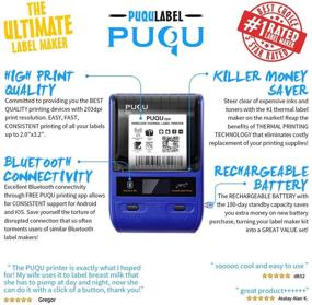 img 3 attached to 🖨️ PUQU Q20 Portable Bluetooth Thermal Label Printer with Rechargeable Battery - Ideal for Labeling, Shipping, Office, Cable, Retail, Barcode and More! Compatible with Android & iOS System