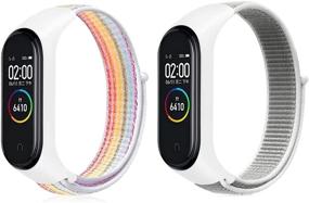 img 3 attached to 🌈 Нейлоновый ремешок для Xiaomi Mi Band 3/4/5/6 - Радужный/Ракушечный заменяемый ремешок на запястье