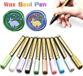 img 3 attached to 🖋 Wax Seal Pen Set, ONWINPOR Metallic Marker Pens for Wax Stamps, Decorating Wax Seals, and Wedding Invitation Envelopes - Ideal Tool for Wax Sealing Beads and Sticks (10 Colors)