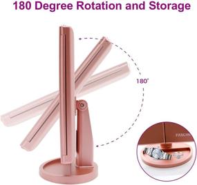 img 1 attached to Buenolife Rose Gold Trifold Makeup Mirror: 21 LED, 180° Adjustable Rotation, 4 💄 Magnification Options, Touch Screen - Perfect Vanity Mirror for Countertop Stand, Dual Power Supply