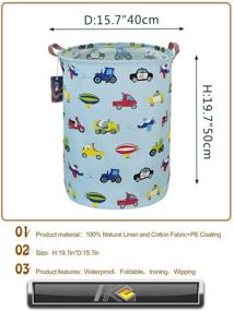 img 3 attached to 🚗 HKEC 19.7’’ Waterproof Foldable Storage Bin for Laundry Hamper, Organizer Basket for Toy Bins, Gift Baskets, Bedroom, Clothes, Baby Hamper (Car) - Dirty Clothes Laundry Basket, Canvas