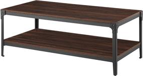 img 2 attached to 🪑 Walker Edison Declan Urban Industrial Angle Iron and Wood Coffee Table, 46 inch, Dark Walnut" - Optimized Product Name: "46 inch, Dark Walnut Walker Edison Declan Urban Industrial Angle Iron and Wood Coffee Table