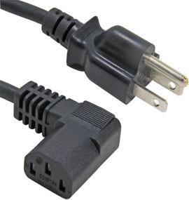 img 3 attached to 💡 Высококачественный 3-х контактный с разъемом под прямым углом компьютерный силовой кабель длиной 10 футов - идеально подходит для ПК, монитора, телевизора, iMac, проектора и многого другого.