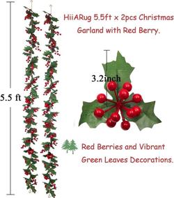 img 3 attached to 🎄 2pcsx5.6Ft Christmas Garland with Red Berries and Green Leaf Hanging Garland Vine for Fireplace, Stair, Indoor and Outdoor Decor