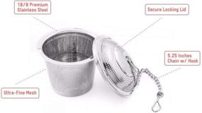 img 2 attached to 2-Pack Ultra Fine Loose Leaf Tea Ball Infuser Strainer Steeper with Tea Scoop, Drip Trays, and Long Chain Handle for Easy Brewing of Fine Teas, Spices, and Seasonings.