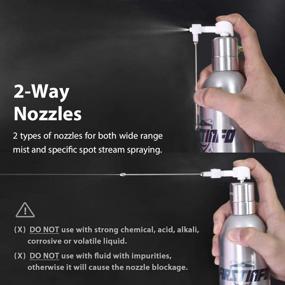 img 2 attached to 🚀 FIRSTINFO Aluminum Pneumatic Aerosol Refillable Pressure Storage Sprayer Can with Dual Purpose Nozzle for Jet Straight Stream & Mist Spraying Kit - Compressed Manual Fluid Oil + Jet Dual Purpose Nozzle