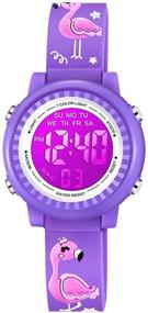 img 4 attached to Venhoo Watches Waterproof Kids Purple Flamingo