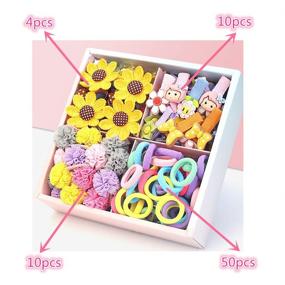 img 1 attached to 🎀 NFACE 74 Pc Baby Hair Ties and Clips: Cotton Toddler Hair Accessories for Girls and Kids - Multicolor Small Seamless Hair Bands Elastic Ponytail Holders