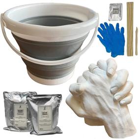 img 4 attached to DIY Hand Casting Kit (Large) for Couples: Premium Collapsible Bucket included. Perfect Gift for Anniversary, Wedding, Mother's Day, Valentine's, Christmas, Husband and Wife