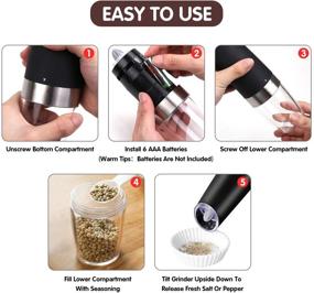 img 3 attached to 🧂 IEBIYO Electric Gravity Salt and Pepper Grinder Set: Battery-Operated, Adjustable Ceramic Coarseness for Pepper, Himalayan Salt & More