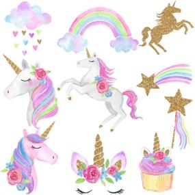 img 1 attached to Magical Unicorn Party Decorations: 🦄 Happy Birthday Banner, Hanging Swirls & Supplies