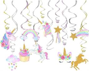 img 2 attached to Magical Unicorn Party Decorations: 🦄 Happy Birthday Banner, Hanging Swirls & Supplies