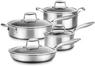 🍳 nutrichef nc3ply8z 8-piece stainless steel triply cookware set with dakin etching non-stick coating - includes sauce pot, stew pot, cooking pot, frying pan, and lids logo