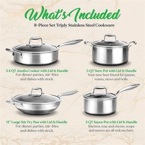 img 3 attached to 🍳 NutriChef NC3PLY8Z 8-Piece Stainless Steel Triply Cookware Set with DAKIN Etching Non-Stick Coating - Includes Sauce Pot, Stew Pot, Cooking Pot, Frying Pan, and Lids