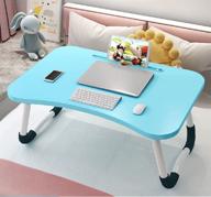 универсальный синий ноутбук столик - складной и портативный лоток для кровати или дивана для домашнего офиса, письма, игр в кровать или на диване логотип