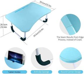 img 1 attached to Универсальный синий ноутбук столик - складной и портативный лоток для кровати или дивана для домашнего офиса, письма, игр в кровать или на диване